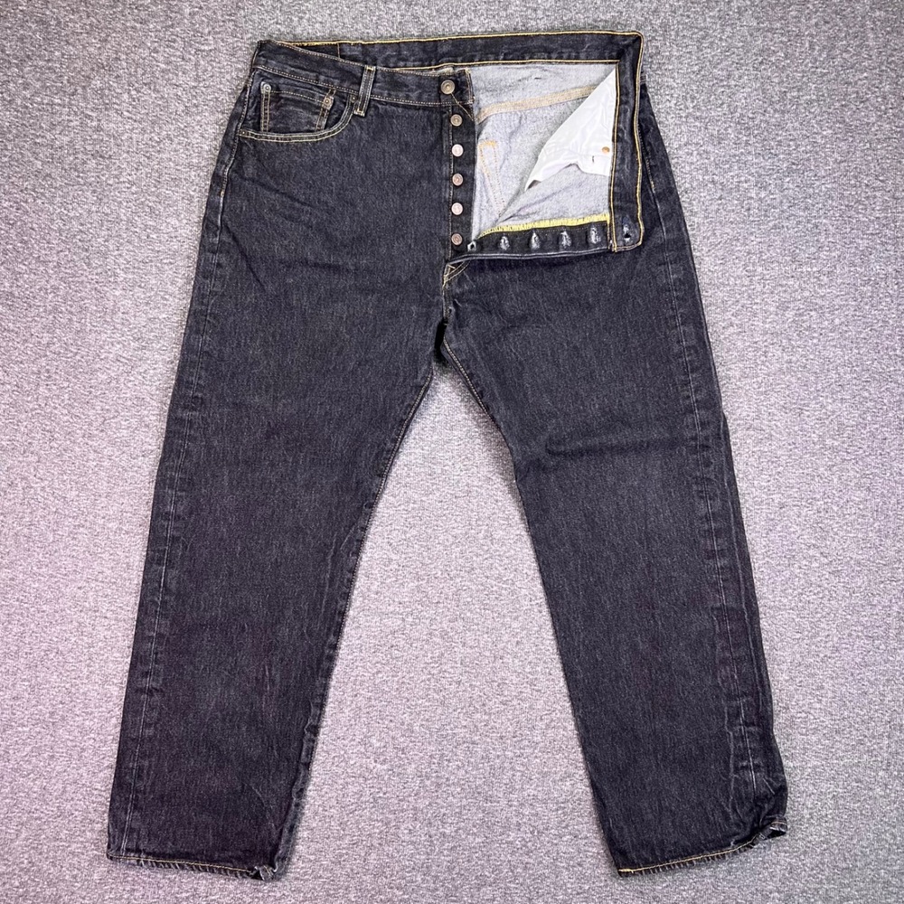 Levis 501‎ Original Fit Jeans Mens 40x32 Black Straight Grunge Casual Button Fly